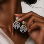 گوشواره نقره جواهری - Image 2