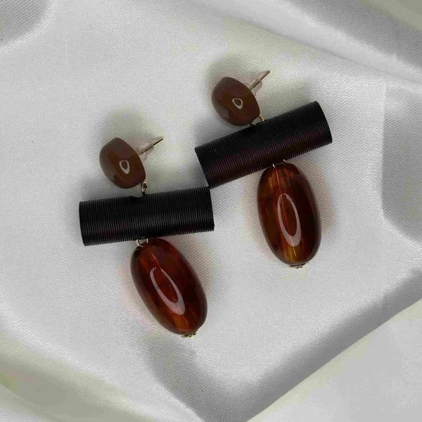 گوشواره دست ساز کهربایی