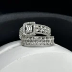 حلقه پشت حلقه جواهر نقره - Image 2